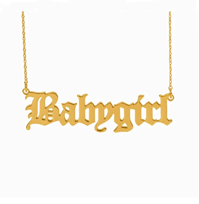 شخصية Babygirl 18K مطلية بالذهب قلادة مخصص اسم قلادة بحرف مجوهرات من صلب لا يصدأ