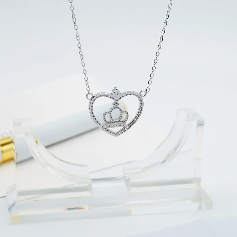 NZA2-005 Heart and Crown Necklace with 925 Marking Stamp on Each Silver Necklaces, White
NZA2-005 Heart and Crown Necklace with 925 Marking Stamp on Each Silver Necklaces, White