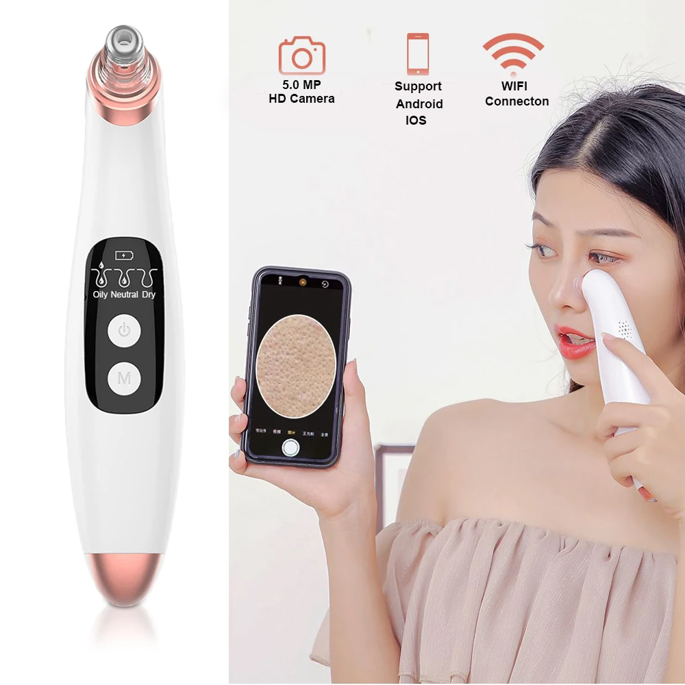 WiFi Blackhead Remover Electric Vacuum Suction Facial Pore Acne Blackhead Extractor with Camera
WiFi Blackhead Remover Electric Vacuum Suction Facial Pore Acne Blackhead Extractor with Camera