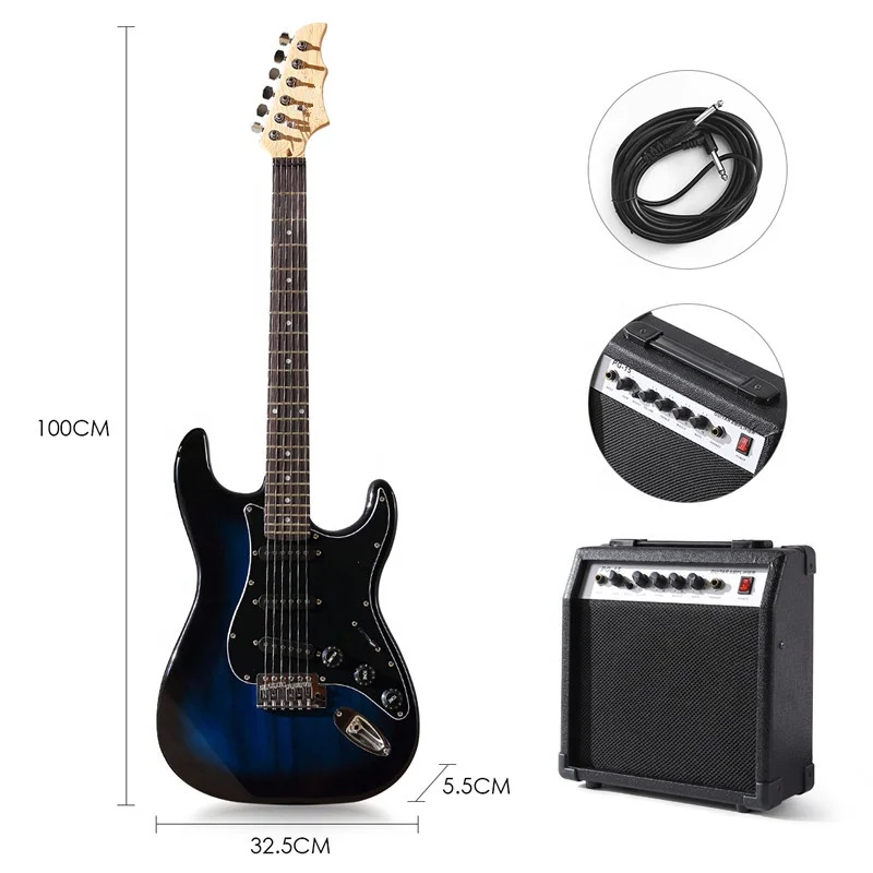 Electric Guitar Full Size Beginner's Musical Instrument Kit Huasheng 39 Inch with 25 Watt Amplifierstand Stand Music Lovers
Electric Guitar Full Size Beginner's Musical Instrument Kit Huasheng 39 Inch with 25 Watt Amplifierstand Stand Music Lovers