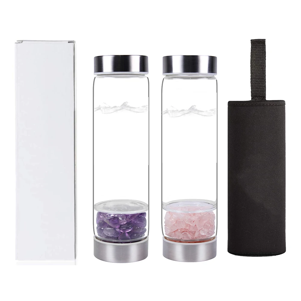 Natural Crystal stone Amethyst Healing quartz Elixir Rose Quartz Infused Drink Glass Water Bottle Tools, As picture
Natural Crystal stone Amethyst Healing quartz Elixir Rose Quartz Infused Drink Glass Water Bottle Tools, As picture