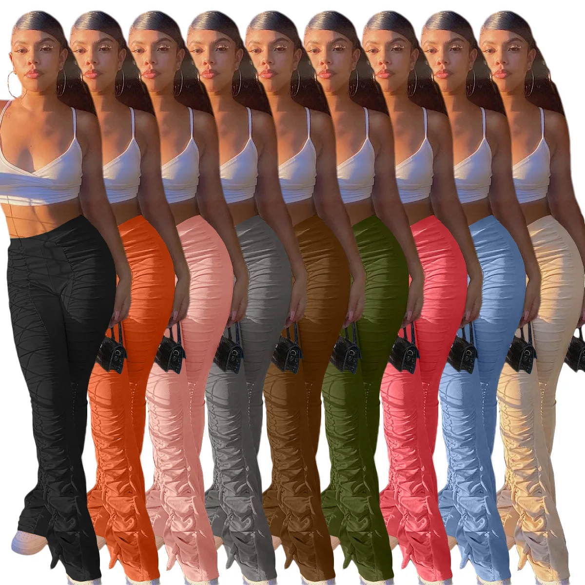 Women Stacked Pants Plus Size Solid Color Sweat Pants Summer Clothes Streetwear Workout Trousers Stacked Flare Pants Leggings
Women Stacked Pants Plus Size Solid Color Sweat Pants Summer Clothes Streetwear Workout Trousers Stacked Flare Pants Leggings