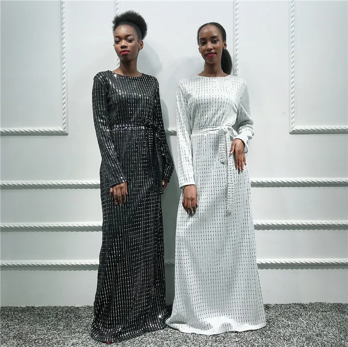 Muslim fashion abaya sequin soft elastic material women dress modern islamic clothing, Black,white
Muslim fashion abaya sequin soft elastic material women dress modern islamic clothing, Black,white