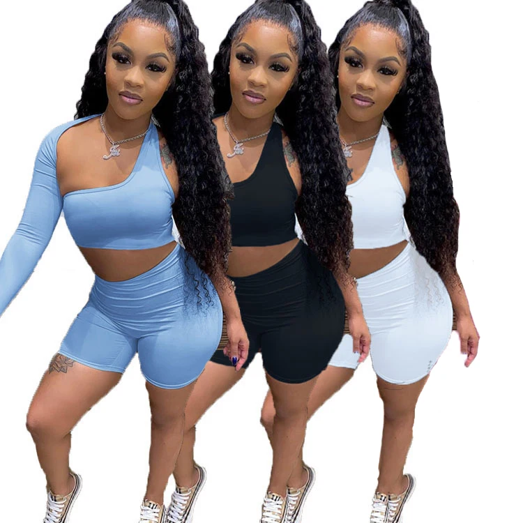 DUODUOCOLOR New style one shoulder solid color plus size two piece shorts set woman tracksuit irregular clothing D10038
DUODUOCOLOR New style one shoulder solid color plus size two piece shorts set woman tracksuit irregular clothing D10038
