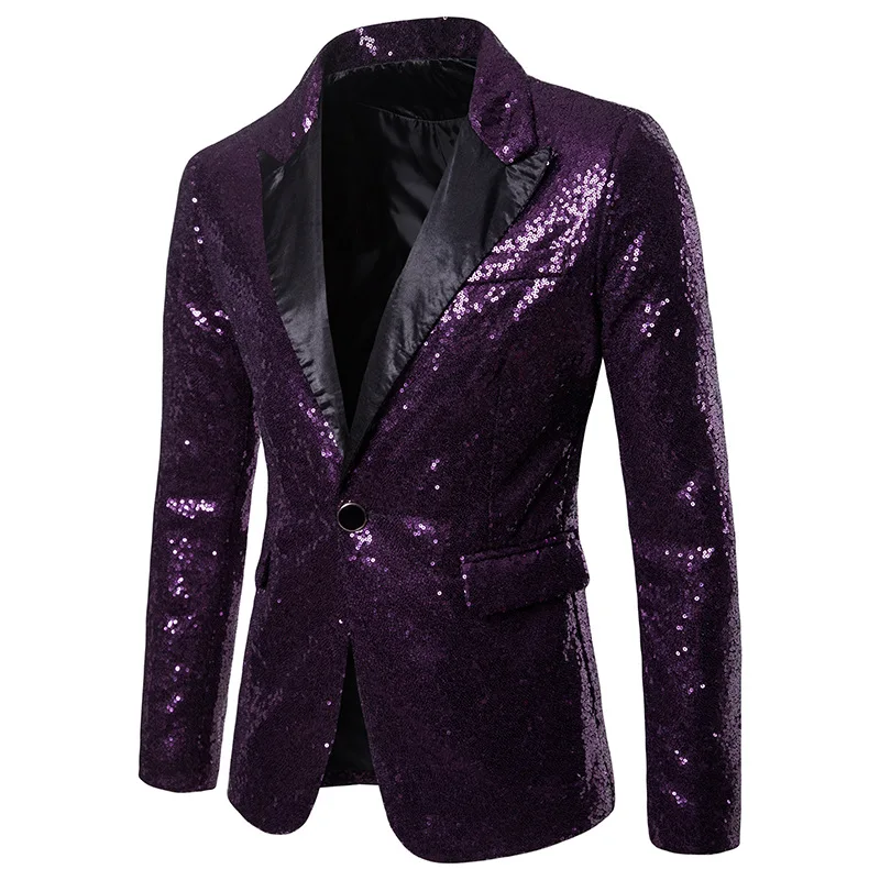 Men Nightclub Blazer Shiny Gold Sequin Glitter Embellished Blazer Jacket, As picture show
Men Nightclub Blazer Shiny Gold Sequin Glitter Embellished Blazer Jacket, As picture show