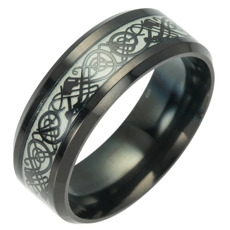 European and American popular titanium steel jewelry plated night light dragon men rings fluorescent new jewelry Halloween gift
European and American popular titanium steel jewelry plated night light dragon men rings fluorescent new jewelry Halloween gift