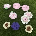 Wholesale Custom Artificial Flower Colorful Embroidery Applique Knitted Crochet Flower for Headband Wedding Garment