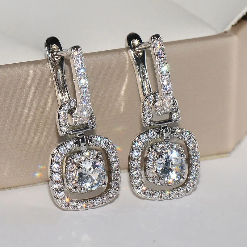 Women Fashion Jewelry Silver Plating Cubic Zirconia Square Drop Earrings Bling CZ Geometric Earring
Women Fashion Jewelry Silver Plating Cubic Zirconia Square Drop Earrings Bling CZ Geometric Earring
