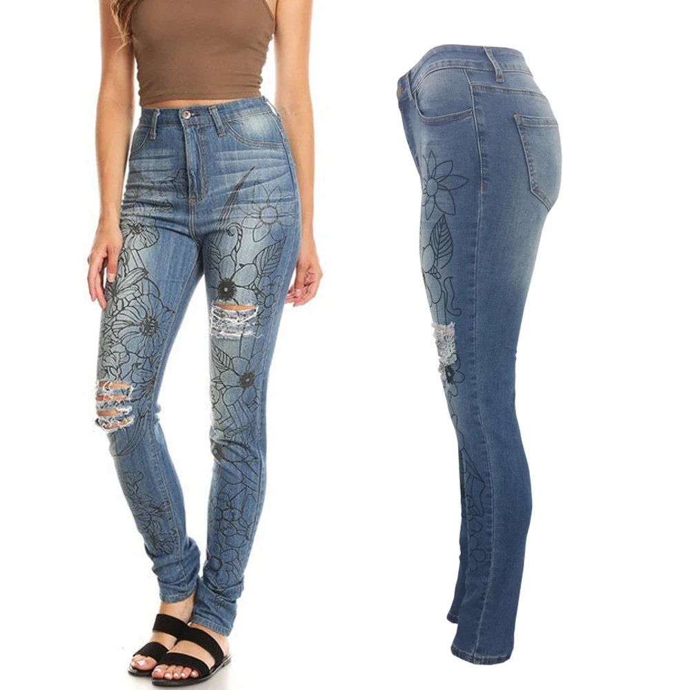 Factory Price New Arrival Ripped Women Floral Long Denim Casual Straight Pants Girls Jeans
Factory Price New Arrival Ripped Women Floral Long Denim Casual Straight Pants Girls Jeans