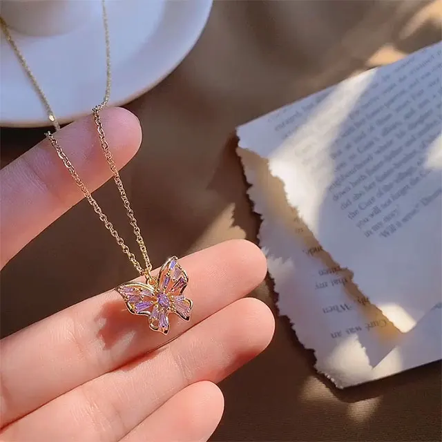 Adelante fashion pendant necklace wedding gold plating Purple zircon butterfly necklace
Adelante fashion pendant necklace wedding gold plating Purple zircon butterfly necklace