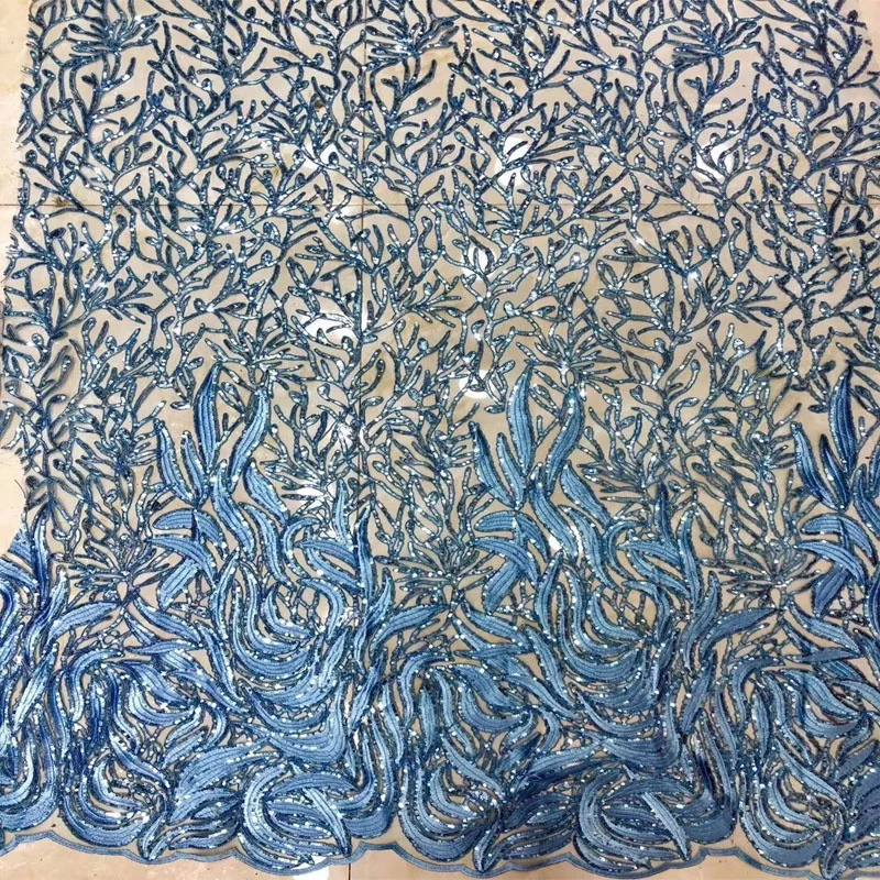 High quality african blue sequins embroidery lace net fabric, Accept customized color
High quality african blue sequins embroidery lace net fabric, Accept customized color