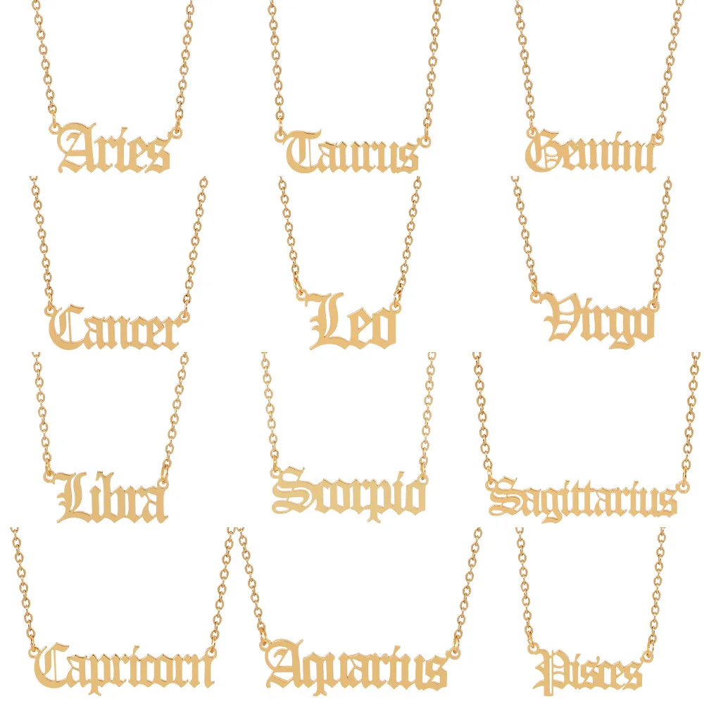 12 Constellation Pendant Necklace Alphabet Zodiac Babygirl Stainless Steel Gold Plated Necklace for Women
12 Constellation Pendant Necklace Alphabet Zodiac Babygirl Stainless Steel Gold Plated Necklace for Women