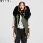 Wholesale Women Gilet With Real Raccoon Fur Collars New Arrival Winter Vest Warm Parka