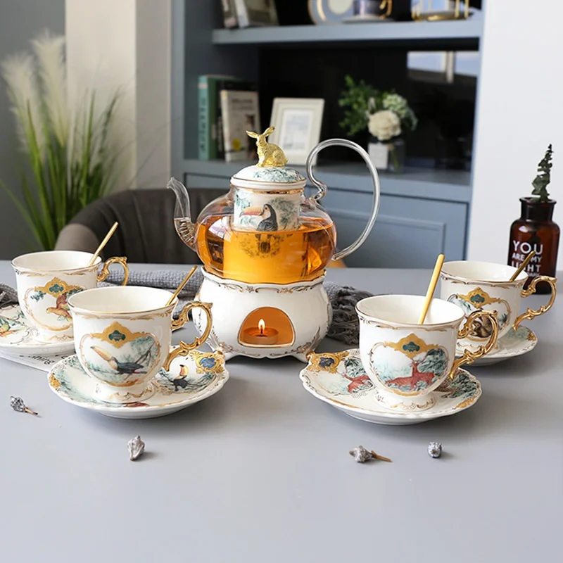 Ceramic tea set European luxury British afternoon tea cup coffee cup set household high-end coffee kettle with gift box
Ceramic tea set European luxury British afternoon tea cup coffee cup set household high-end coffee kettle with gift box