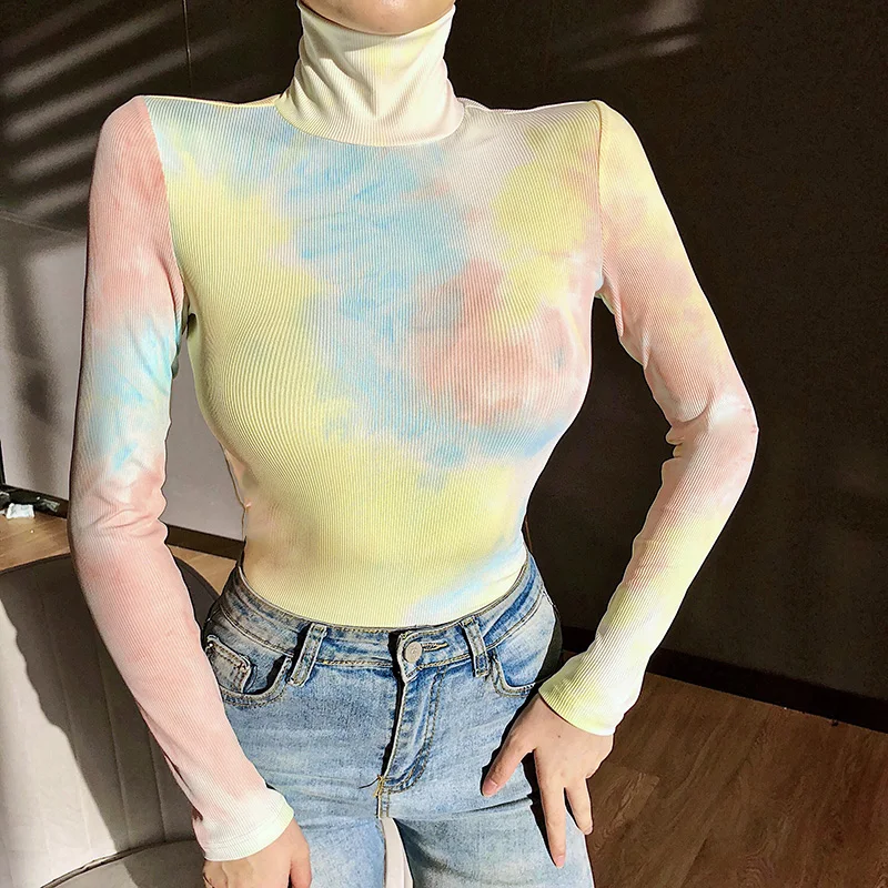 women knit tops for women tie dye crop top long sleeve crop top women clothing, White/oem 
women knit tops for women tie dye crop top long sleeve crop top women clothing, White/oem