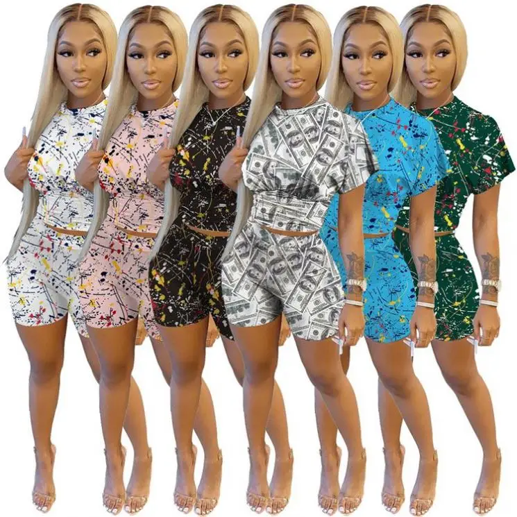 Hot Sale 2021 Summer New Fashion Print Tracksuit streetwear womens Sportswear Two Piece Outfits Women 2 Piece workout Short Set
Hot Sale 2021 Summer New Fashion Print Tracksuit streetwear womens Sportswear Two Piece Outfits Women 2 Piece workout Short Set
