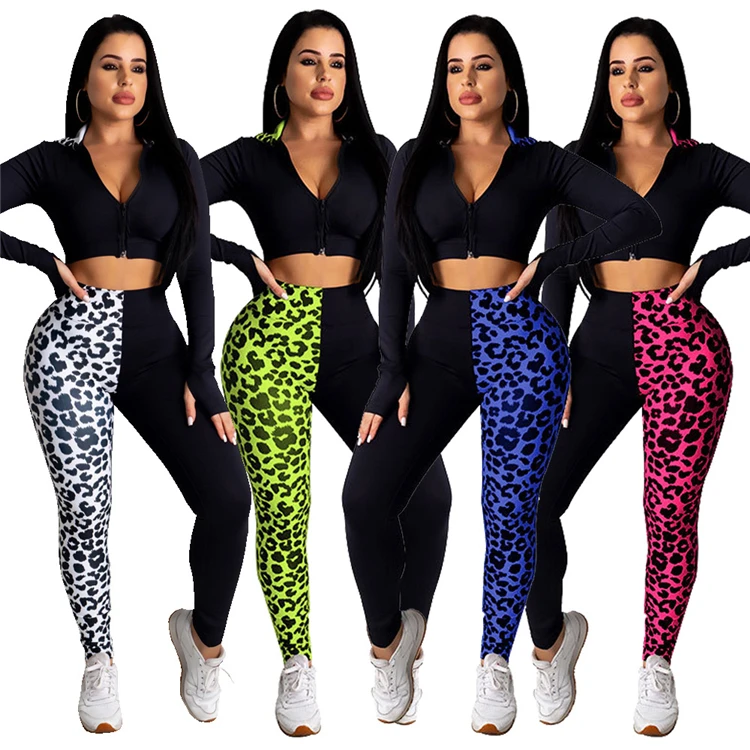 New stylish Leopard Two-piece Women's Suit V-neck long sleeve top Girls custom black top, Customized color
New stylish Leopard Two-piece Women's Suit V-neck long sleeve top Girls custom black top, Customized color