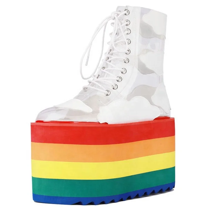 Round Toe Platform High Heel Women Boots Rainbow Thick Sole Waterproof Women Shoes Large Size 45 for Lady Ankle Boots
Round Toe Platform High Heel Women Boots Rainbow Thick Sole Waterproof Women Shoes Large Size 45 for Lady Ankle Boots