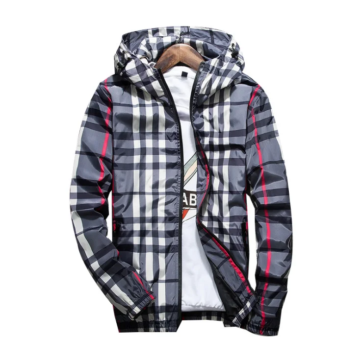 The new spring/fall men's fashion jacket slimming hooded fashion versatile plaid long-sleeved coat
The new spring/fall men's fashion jacket slimming hooded fashion versatile plaid long-sleeved coat