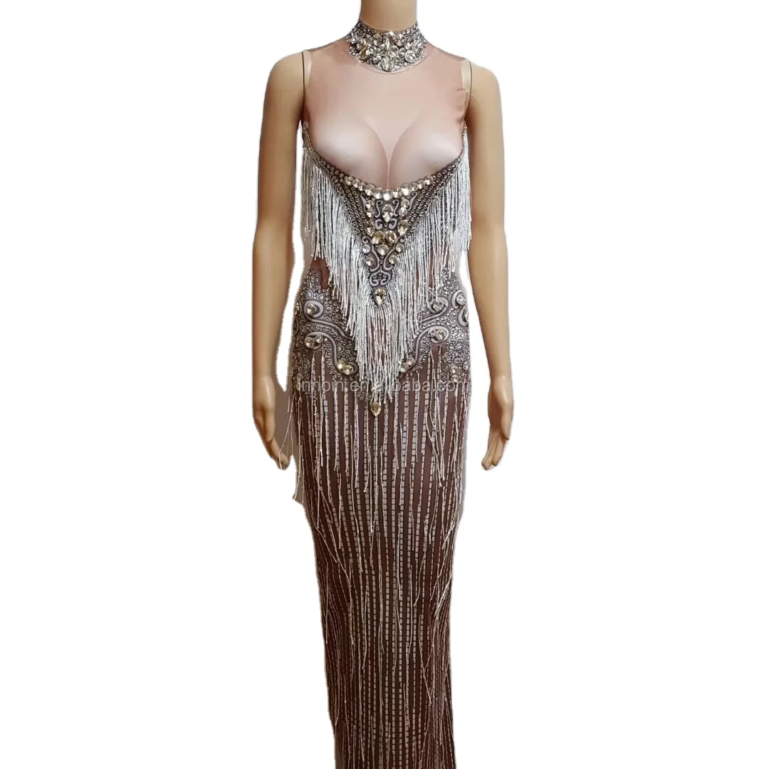 Shinning Big Crystal Tassel Dress Sexy Nightclub Stone High Neck Long Dress Costume Prom Birthday Celebrate Dresses Outfit
Shinning Big Crystal Tassel Dress Sexy Nightclub Stone High Neck Long Dress Costume Prom Birthday Celebrate Dresses Outfit