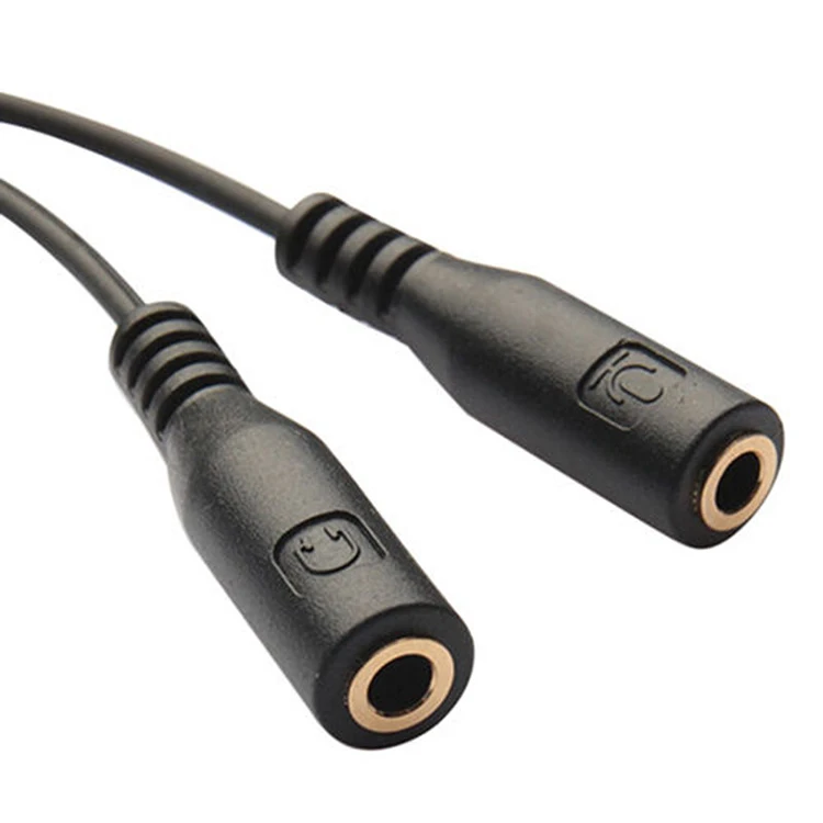 Aux Mic Y Splitter 1 Male to 2 Female Headphone Microphone 3.5mm Audio Jack Extension Cable