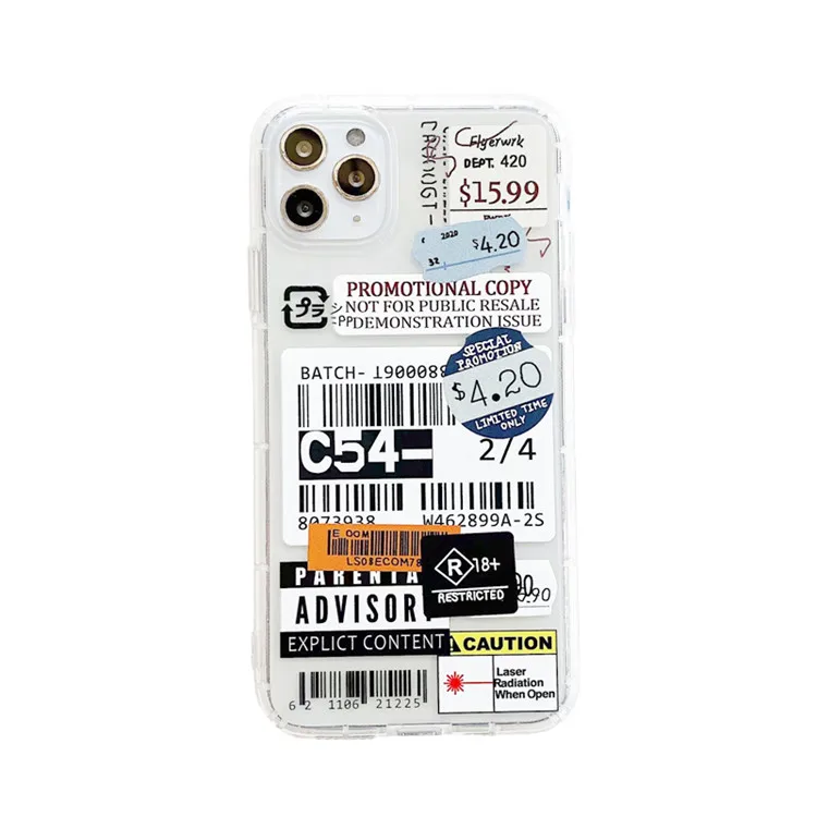 Luxury Hot Funny Pattern Stamp Label Barcode Soft Silicone Phone Case For iPhone 12 11 Pro MAX X XS XR 7 8 Plus Clear Coque
Luxury Hot Funny Pattern Stamp Label Barcode Soft Silicone Phone Case For iPhone 12 11 Pro MAX X XS XR 7 8 Plus Clear Coque