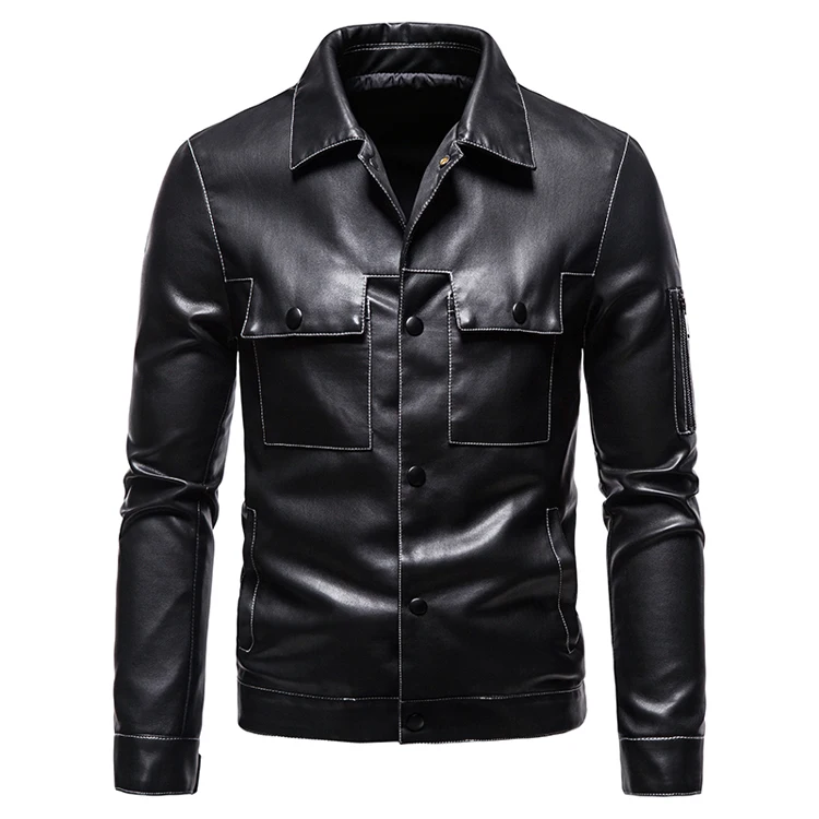 Wholesale spring and autumn windproof solid color casual Men's bomber Leather Jacket Men leather jacket For Biker
Wholesale spring and autumn windproof solid color casual Men's bomber Leather Jacket Men leather jacket For Biker