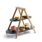 Natural black slate cake plate slate cake tier stand