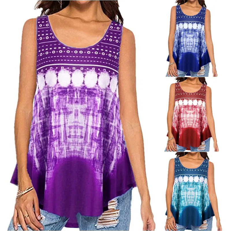 Wish Cross-border Burst Print Sleeveless T-shirt European and American Women's Summer Jacket
Wish Cross-border Burst Print Sleeveless T-shirt European and American Women's Summer Jacket