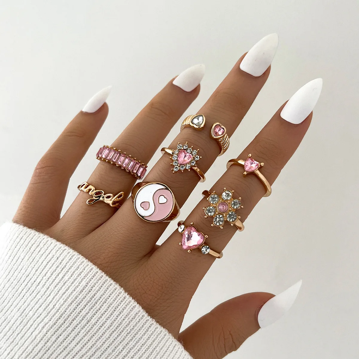 2022 fashion yinyang epoxy Flowers love heart mixed adjustable ring pink quartz set rings for women, Gold,
2022 fashion yinyang epoxy Flowers love heart mixed adjustable ring pink quartz set rings for women, Gold,