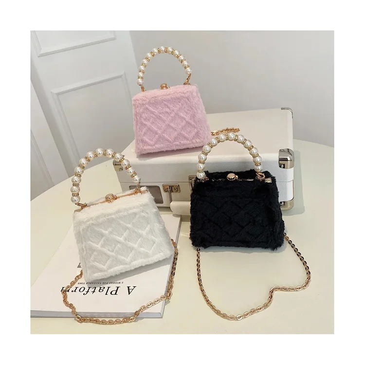 Stylish Ladies Mini Pearl Handle Small Shoulder Purses Chains Women Fall Winter Hand Bags Faux Fur Box Purses and Handbags, 3 colors
Stylish Ladies Mini Pearl Handle Small Shoulder Purses Chains Women Fall Winter Hand Bags Faux Fur Box Purses and Handbags, 3 colors