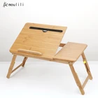 Factory custom logo multifunction solid wood folding adjustable bamboo laptop desk table for bed/study
