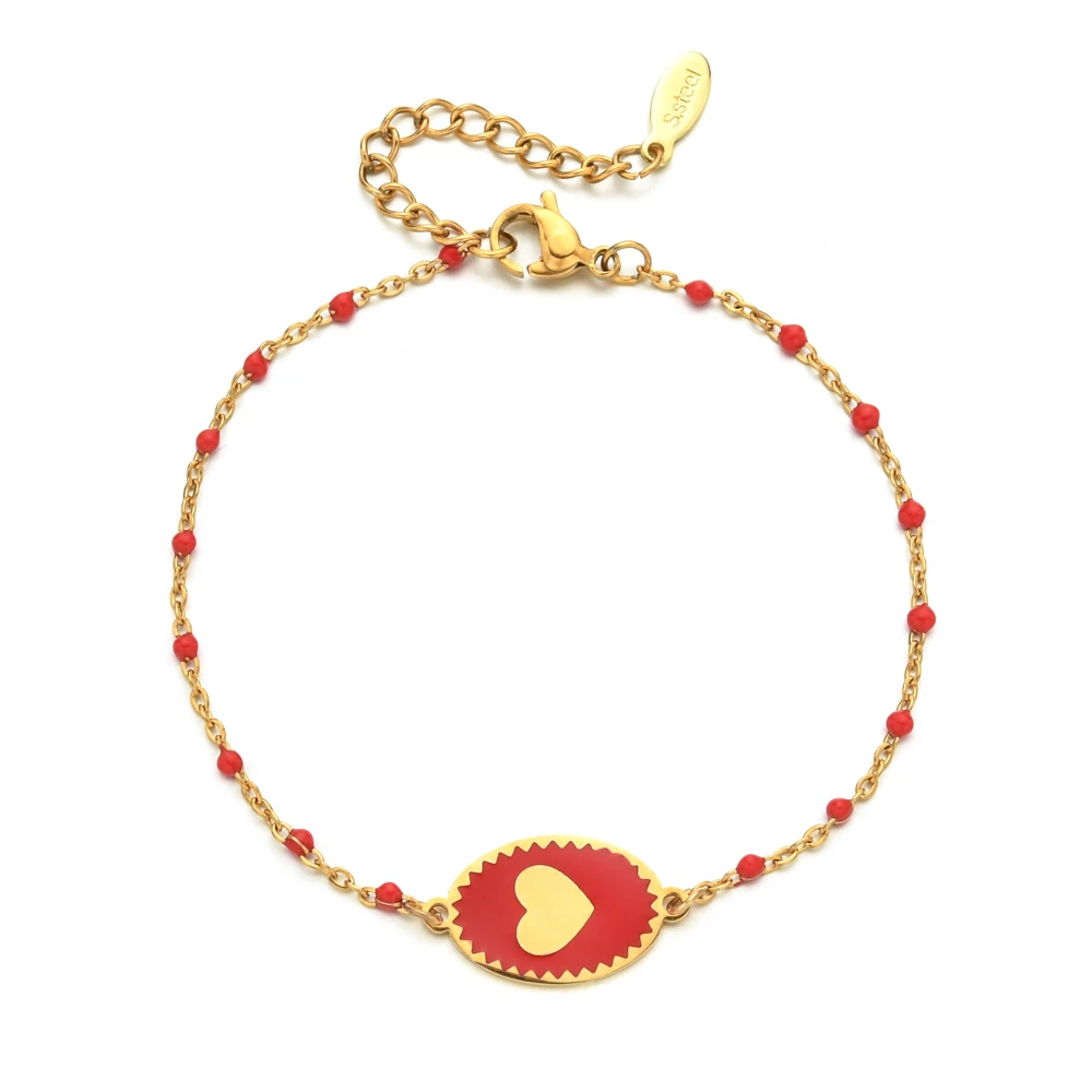 Fashion Handmade Multicolor Enamel Beads Chain Bracelet Women Sweet Heart Charm Summer Girls Jewelry
Fashion Handmade Multicolor Enamel Beads Chain Bracelet Women Sweet Heart Charm Summer Girls Jewelry