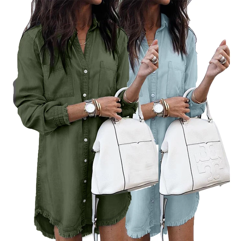 2021 New Design Wholesale Women High Quality Casual Blue Denim Shirt Dress, Customized
2021 New Design Wholesale Women High Quality Casual Blue Denim Shirt Dress, Customized