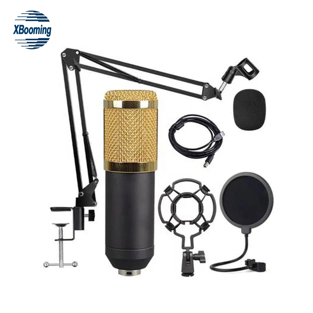 

livestream broadcasting singing BM 800 studio podcast equipment studio mic recording Professional condenser wired microphone, Black