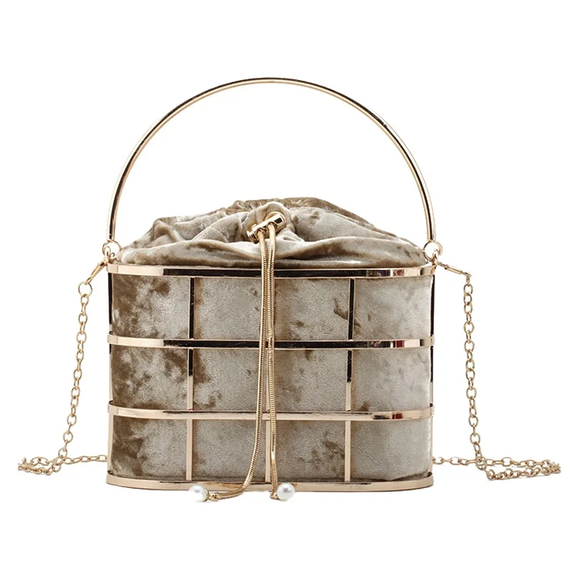High Quanlity Metal Cage Iron Mesh Women Clutch Bags Hollow Bucket Handbag, Customized
High Quanlity Metal Cage Iron Mesh Women Clutch Bags Hollow Bucket Handbag, Customized