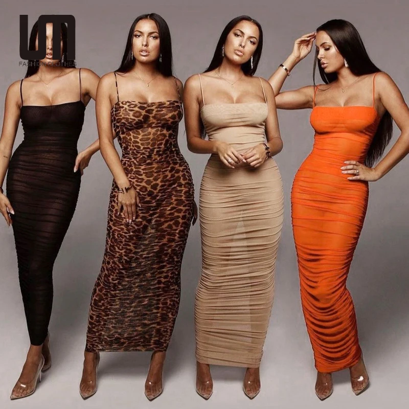 2022 Summer Streetwear Women Sexy Sleeveless Pleated See Through Party Club Bodycon Dress 
2022 Summer Streetwear Women Sexy Sleeveless Pleated See Through Party Club Bodycon Dress