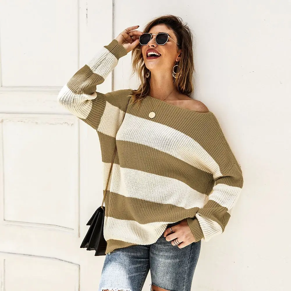 Best Quality Computer Knitted O-Neck Polyester Striped Ladies Long Sweater For All Season
Best Quality Computer Knitted O-Neck Polyester Striped Ladies Long Sweater For All Season