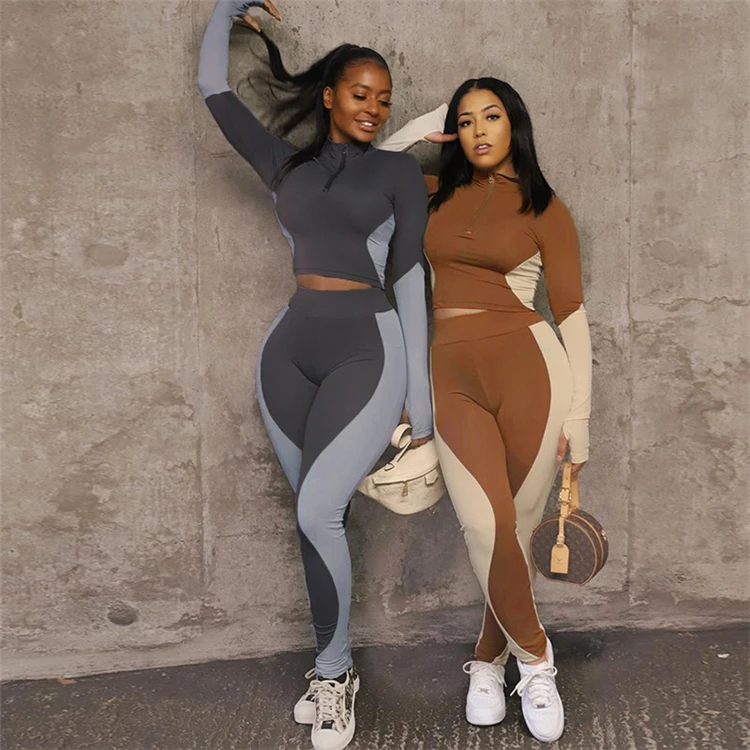 D97104 2021 new arrivals long sleeve Two Piece Joggers pants set Sexy bodycon patchwork nightclub Women Clothing
D97104 2021 new arrivals long sleeve Two Piece Joggers pants set Sexy bodycon patchwork nightclub Women Clothing