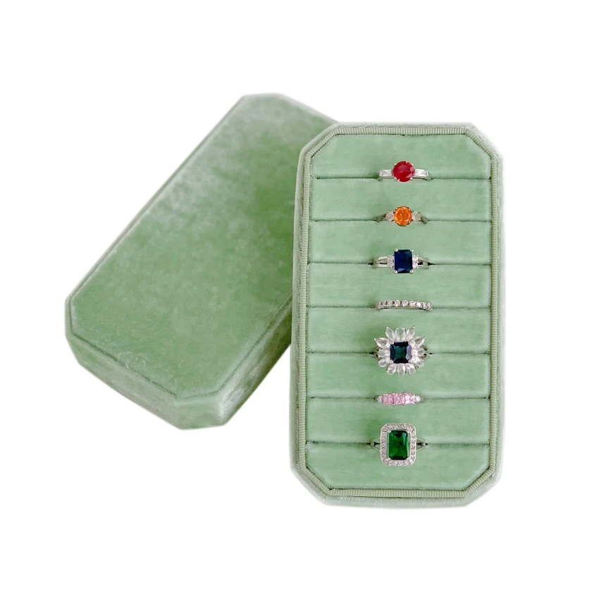Custom rectangle muti rings velvet jewelry ring packaging box, Pantone
Custom rectangle muti rings velvet jewelry ring packaging box, Pantone