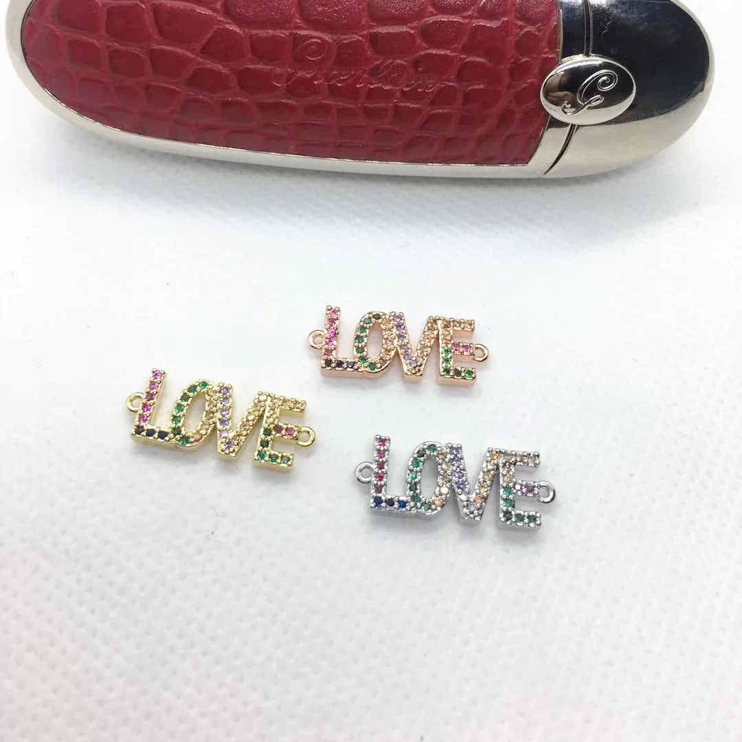 Fashion Charm Cz Micro Pave Charms Connector Colorful Letter Love Shape Bracelet Connector
Fashion Charm Cz Micro Pave Charms Connector Colorful Letter Love Shape Bracelet Connector