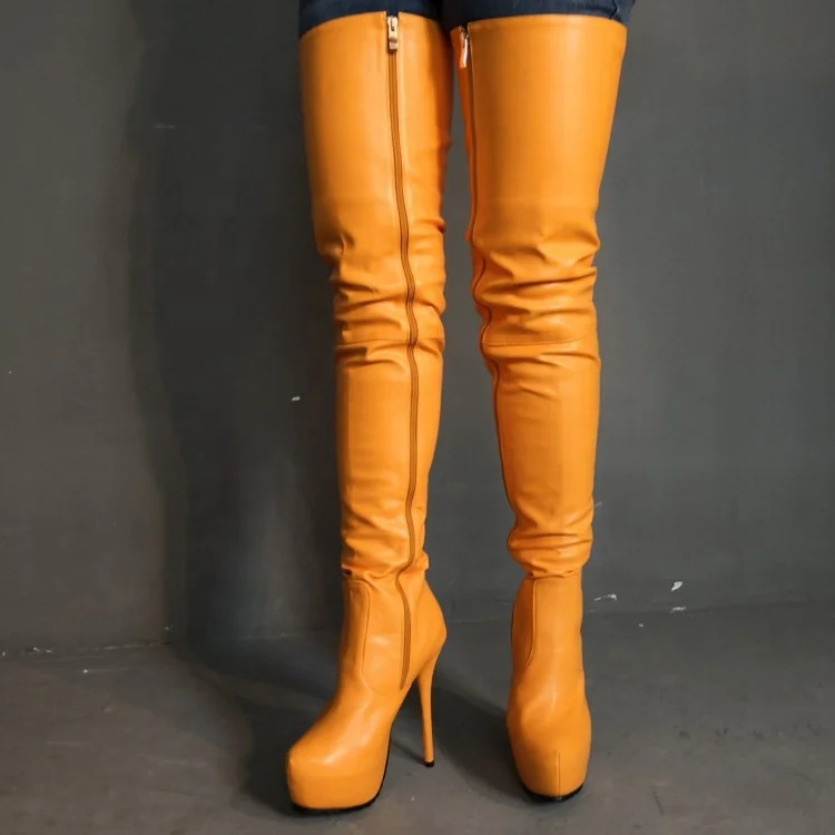 New Arrivals Orange Platform Side Zip Women Over Knee High Boots Round Toe Thin High Heel Long Booties For Ladies Plus Size 47
New Arrivals Orange Platform Side Zip Women Over Knee High Boots Round Toe Thin High Heel Long Booties For Ladies Plus Size 47