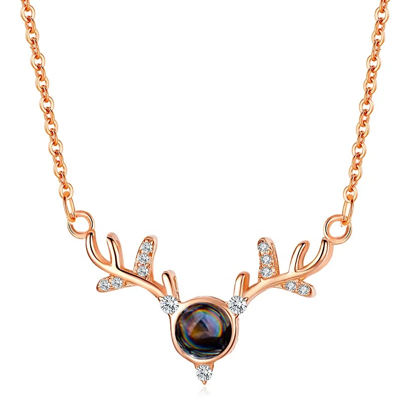 Jiushang zircon elk rose gold sliver fashion 100 languages i love you jewelry necklace
Jiushang zircon elk rose gold sliver fashion 100 languages i love you jewelry necklace