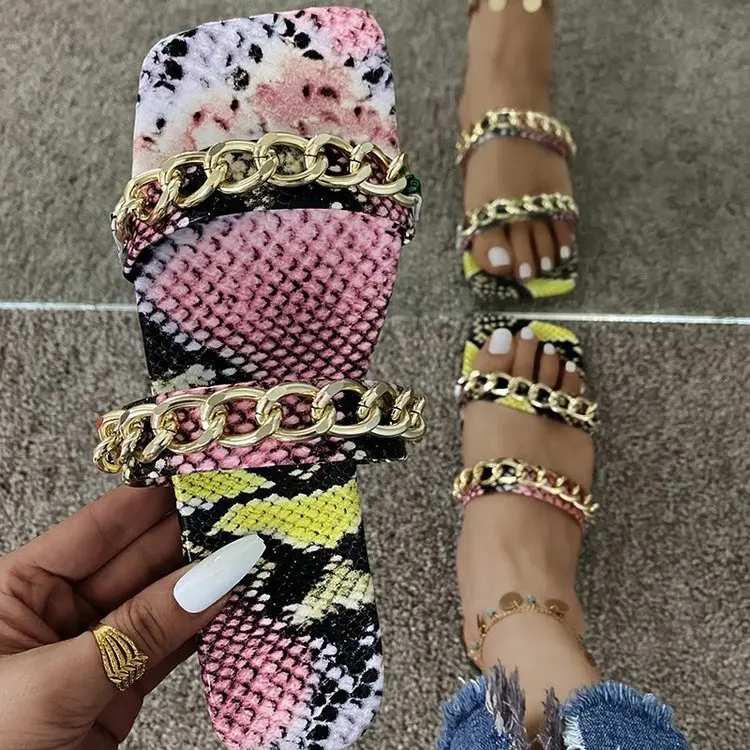 2021 wholesales new arrivals summer slides square toe snake skin shoes women chain metal flat slippers, Dark green, pink ,blue
2021 wholesales new arrivals summer slides square toe snake skin shoes women chain metal flat slippers, Dark green, pink ,blue