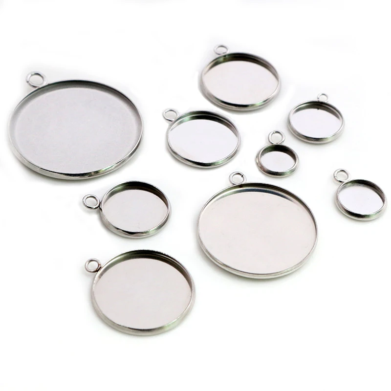 

8/10/12/14/16/18/20/25/30mm Inner Size Stainless Steel Material Simple Style Cabochon Base Cameo Setting Charms Pendant Tray