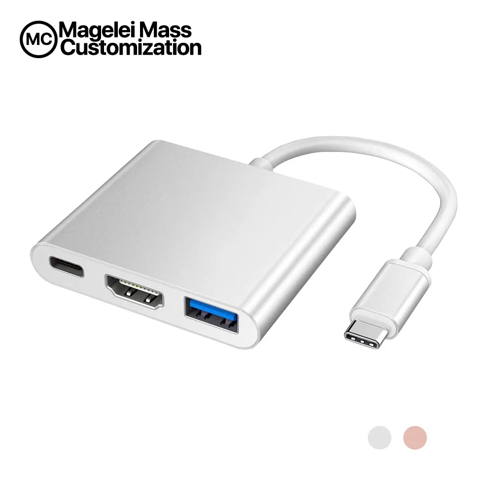 High Speed 3 in 1 USB Type C HUB to 1080P 4K HDMI Converter Adapter Cable PD charging USB 3 in 1 type-c to hdmi usb c hub, Silver,gray
High Speed 3 in 1 USB Type C HUB to 1080P 4K HDMI Converter Adapter Cable PD charging USB 3 in 1 type-c to hdmi usb c hub, Silver,gray