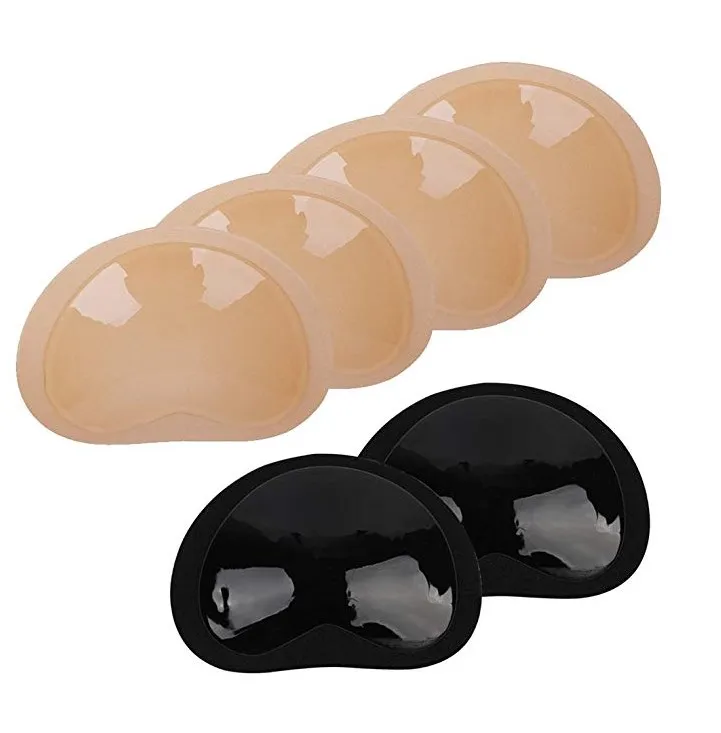 

Silicone Bra Inserts Lift Breast Pads Breathable Push Up Sticky Bra Cups Self Adhesive Sponge Bikini Enhancer for women, Nude, black
