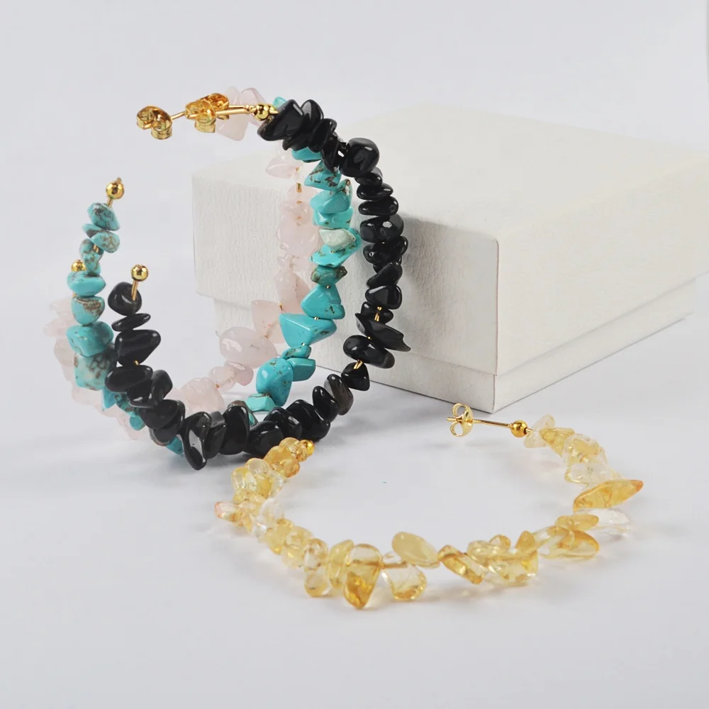 HD0358 customize large hoop earring women Gold plated gemstone 7 Chakra healing Crystal hoop earrings
HD0358 customize large hoop earring women Gold plated gemstone 7 Chakra healing Crystal hoop earrings