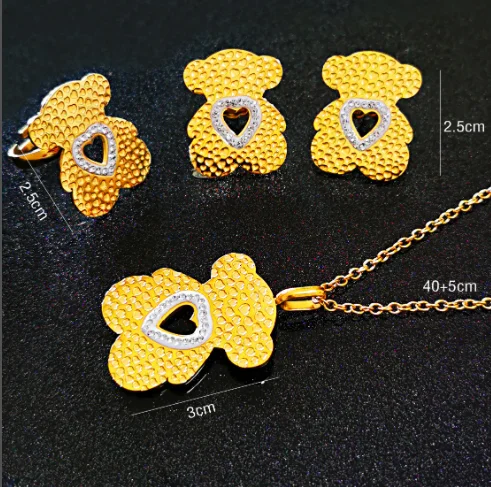 Wholesale Bear Earring Necklace Jewelry Set 316L stainless steel party earrings Silver Crystal touses A101, Gold/rose/silver
Wholesale Bear Earring Necklace Jewelry Set 316L stainless steel party earrings Silver Crystal touses A101, Gold/rose/silver
