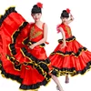 Kids Girls Red Belly Dance Dress Spanish Flamenco Costume Ballroom Tribal Dress With Head Flower Kids Flamenco Dresses For Girls